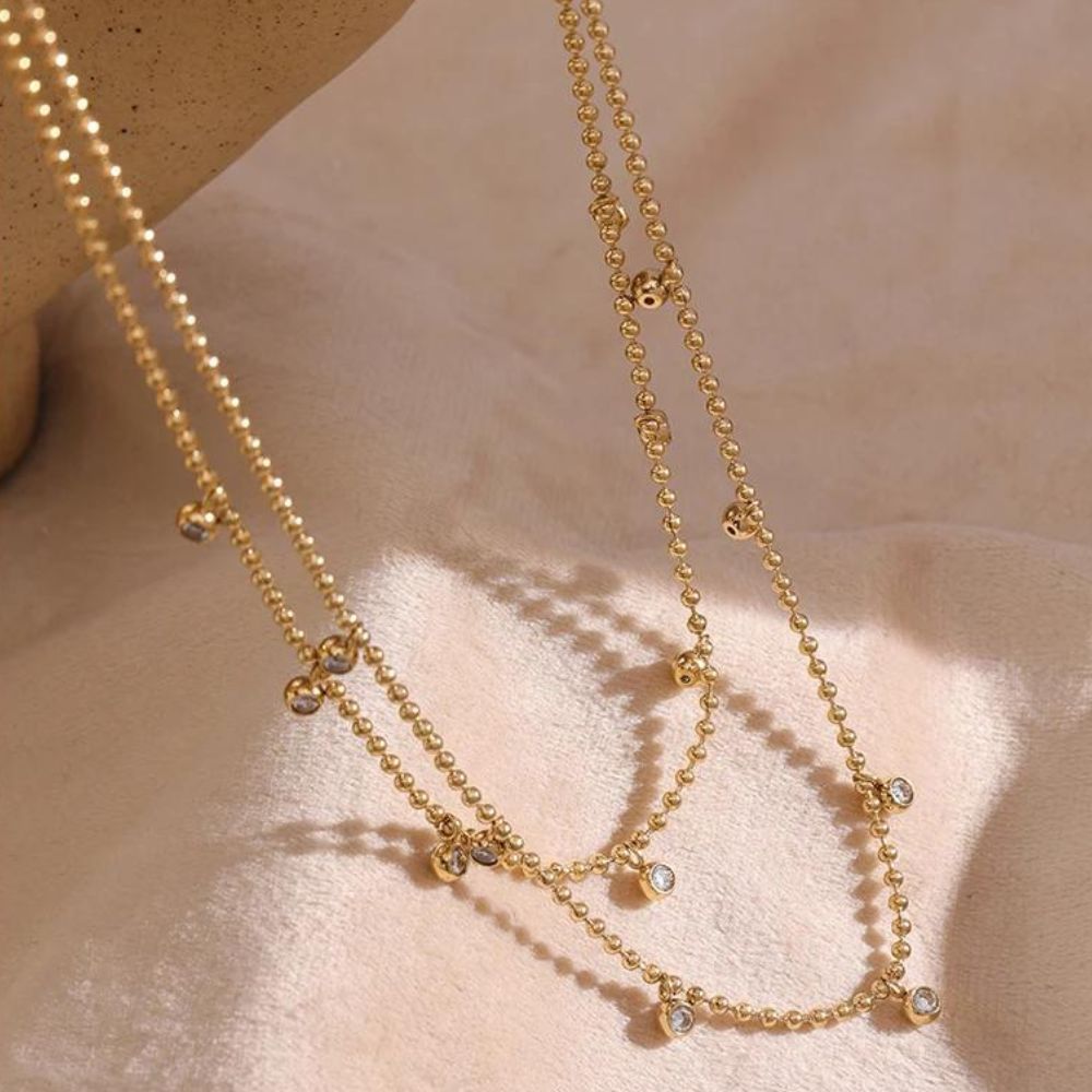 Colar Duplo com Zircônias Cúbicas