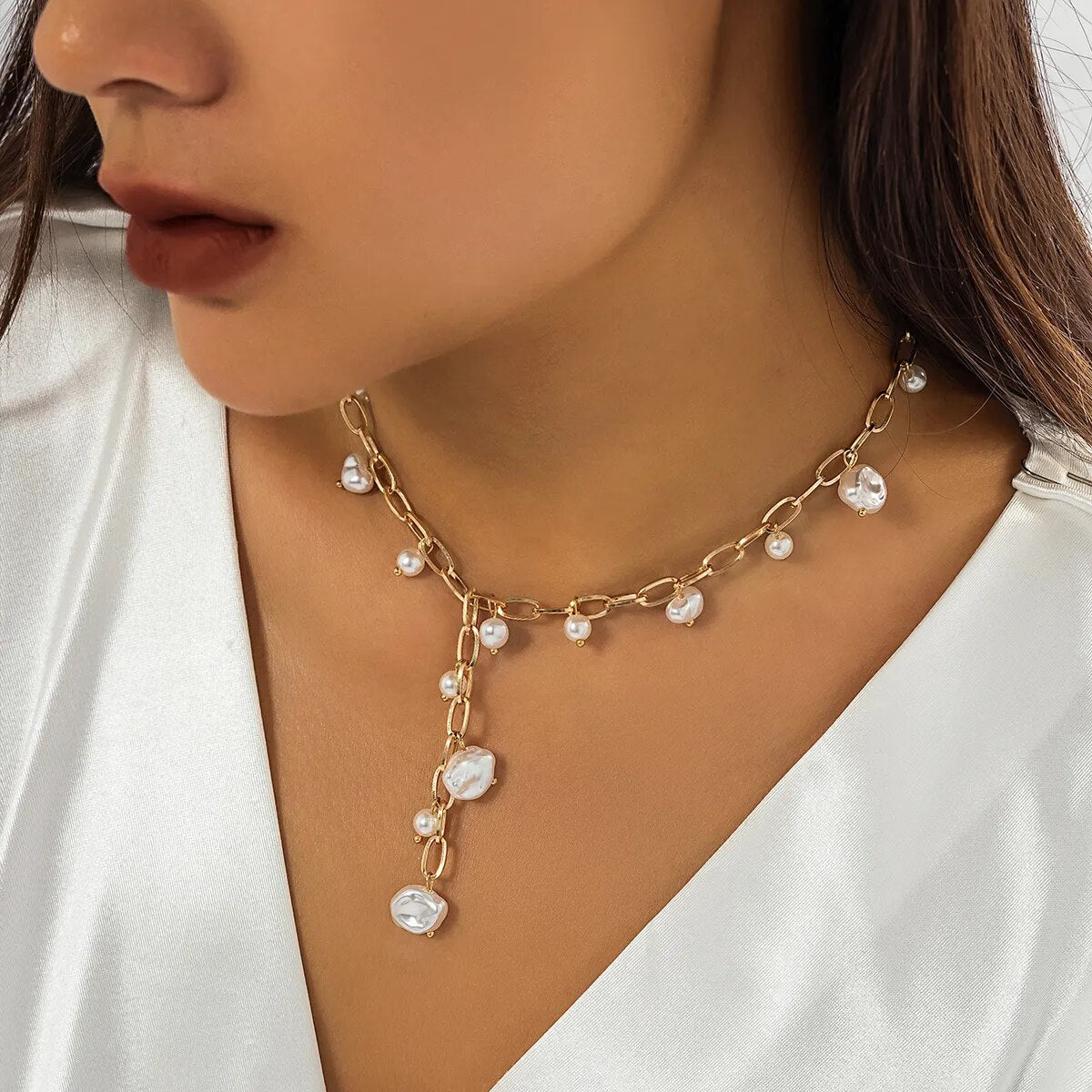Colar Elos Com Pérolas